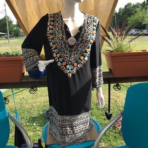 Chico’s Printed shift dress with Stone detail